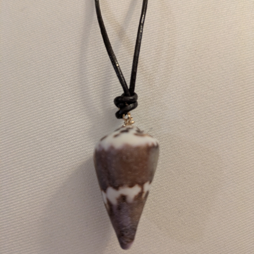 Necklace Handcrafted Brown and White Cone Pendant Necklace